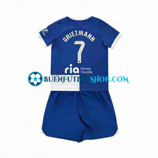 Camiseta de Fútbol Atlético Madrid Antoine Griezmann 7 2023-2024 Segunda Equipación Manga Corta Niño