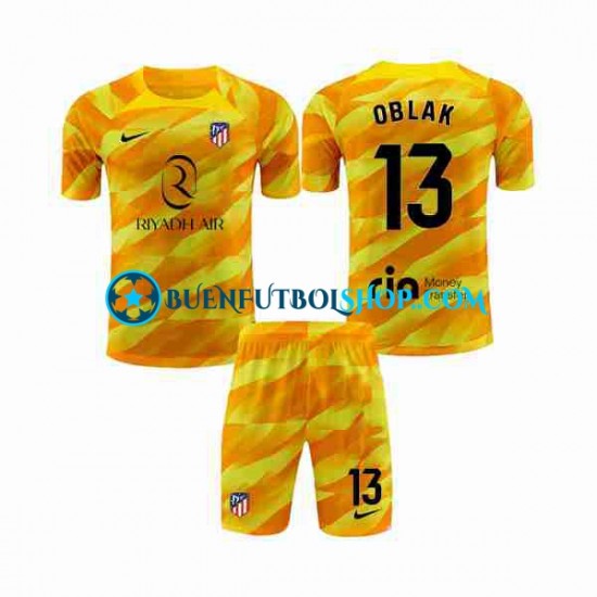 Camiseta de Fútbol Atlético Madrid Portero Jan Oblak 13 2023-2024 Naranja Manga Corta Niño