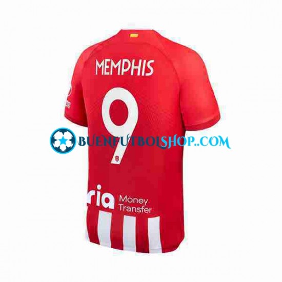 Camiseta de Fútbol Atlético Madrid Memphis Depay 9 2023-2024 Primera Equipación Manga Corta Hombre