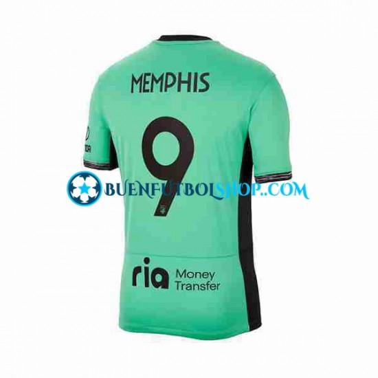 Camiseta de Fútbol Atlético Madrid Memphis Depay 9 2023-2024 Tercera Equipación Manga Corta Hombre