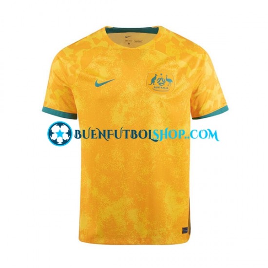 Camiseta de Fútbol Australia World Cup 2022 Primera Equipación Manga Corta Hombre