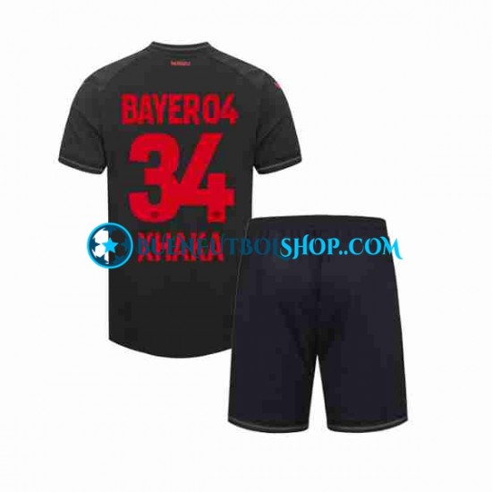 Camiseta de Fútbol Bayer 04 Leverkusen Granit Xhaka 34 2023-2024 Primera Equipación Manga Corta Niño