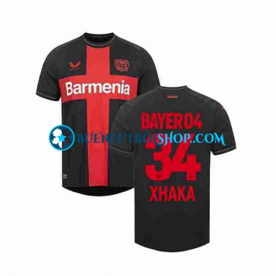 Camiseta de Fútbol Bayer 04 Leverkusen Granit Xhaka 34 2023-2024 Primera Equipación Manga Corta Hombre