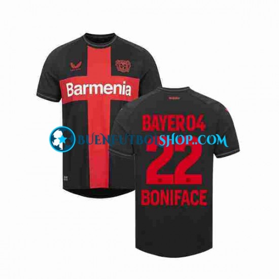 Camiseta de Fútbol Bayer 04 Leverkusen Victor Boniface 22 2023-2024 Primera Equipación Manga Corta Hombre