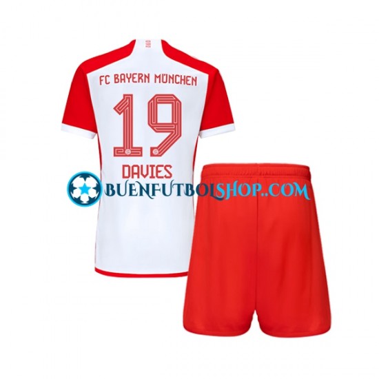 Camiseta de Fútbol Bayern de Múnich Alphonso Davies 19 2023-2024 Primera Equipación Manga Corta Niño