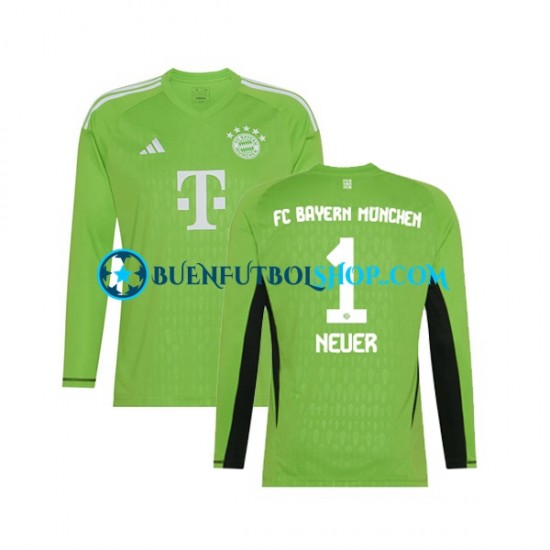 Camiseta de Fútbol Bayern de Múnich Portero Manuel Neuer 1 2023-2024 Segunda Equipación Manga Larga Hombre