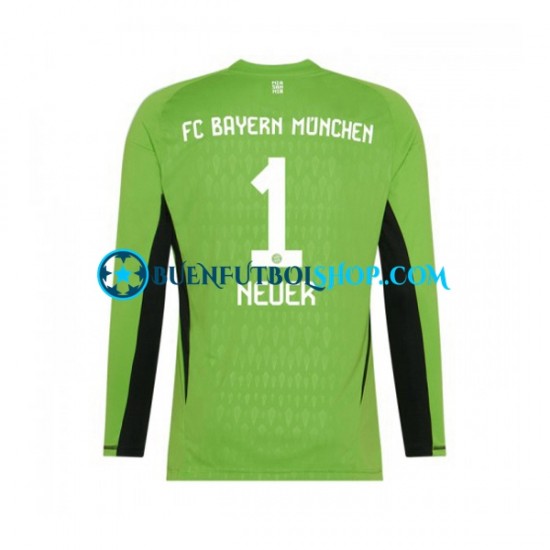 Camiseta de Fútbol Bayern de Múnich Portero Manuel Neuer 1 2023-2024 Segunda Equipación Manga Larga Hombre