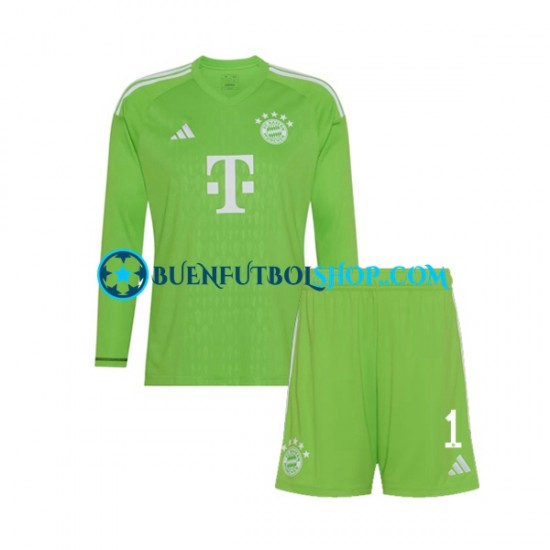 Camiseta de Fútbol Bayern de Múnich Portero Manuel Neuer 1 2023-2024 Segunda Equipación Manga Larga Niño