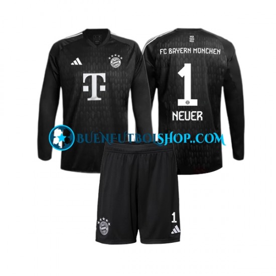 Camiseta de Fútbol Bayern de Múnich Portero Manuel Neuer 1 2023-2024 Primera Equipación Manga Larga Niño