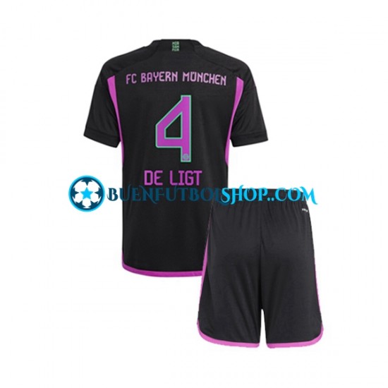 Camiseta de Fútbol Bayern de Múnich Matthijs de Ligt 4 2023-2024 Segunda Equipación Manga Corta Niño