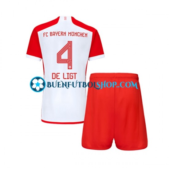 Camiseta de Fútbol Bayern de Múnich Matthijs de Ligt 4 2023-2024 Primera Equipación Manga Corta Niño