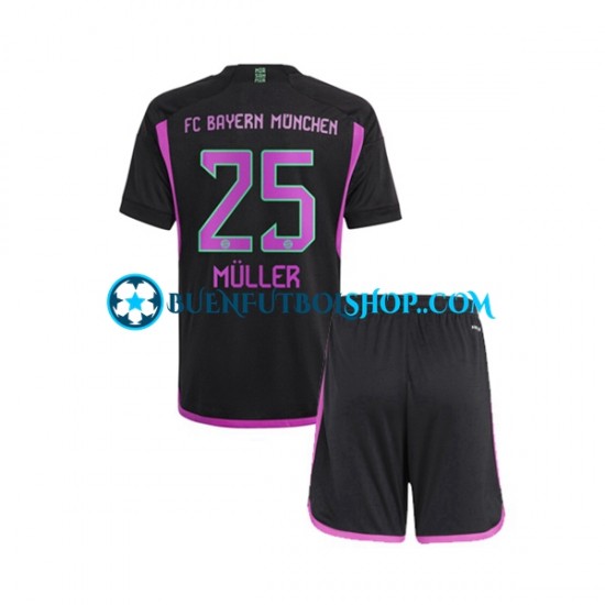 Camiseta de Fútbol Bayern de Múnich Thomas Muller 25 2023-2024 Segunda Equipación Manga Corta Niño