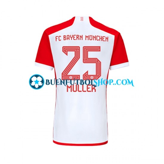 Camiseta de Fútbol Bayern de Múnich Thomas Muller 25 2023-2024 Primera Equipación Manga Corta Hombre