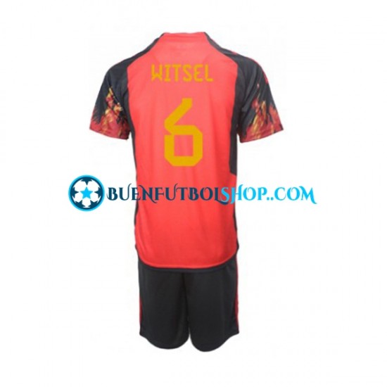 Camiseta de Fútbol Bélgica Axel Witsel 6 World Cup 2022 Primera Equipación Manga Corta Niño