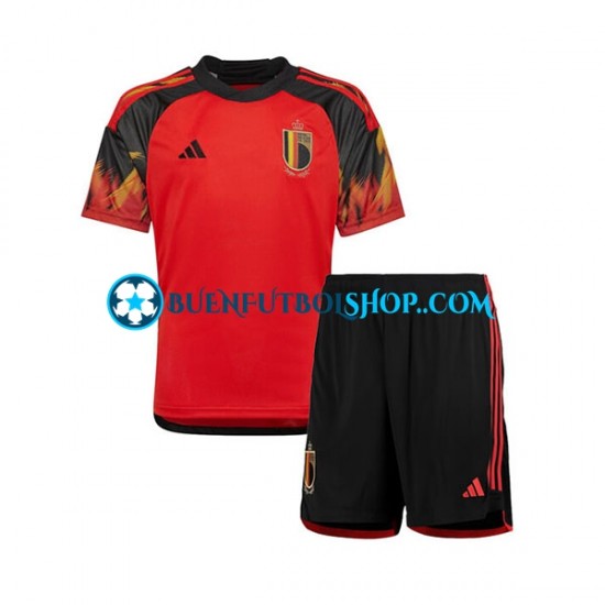 Camiseta de Fútbol Bélgica World Cup 2022 Primera Equipación Manga Corta Niño