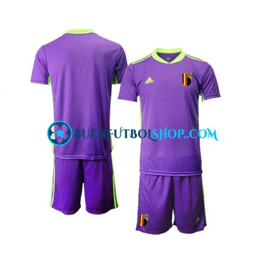 Camiseta de Fútbol Bélgica Portero Courtois 1 2021-2022 Segunda Equipación Manga Corta Niño