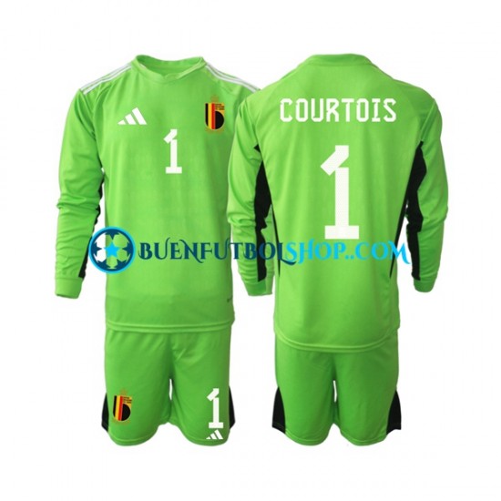 Camiseta de Fútbol Bélgica Portero Courtois 1 2022 Primera Equipación Manga Larga Niño