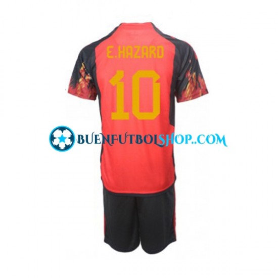 Camiseta de Fútbol Bélgica Hazard 10 World Cup 2022 Primera Equipación Manga Corta Niño