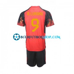 Camiseta de Fútbol Bélgica Lukaku 9 World Cup 2022 Primera Equipación Manga Corta Niño