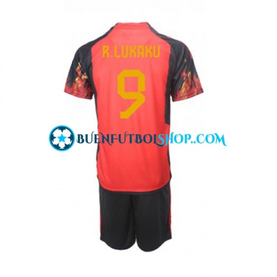 Camiseta de Fútbol Bélgica Lukaku 9 World Cup 2022 Primera Equipación Manga Corta Niño