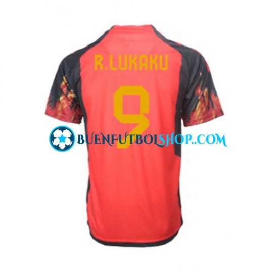 Camiseta de Fútbol Bélgica Lukaku 9 World Cup 2022 Primera Equipación Manga Corta Hombre