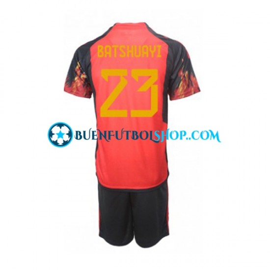 Camiseta de Fútbol Bélgica Michy Batshuayi 23 World Cup 2022 Primera Equipación Manga Corta Niño