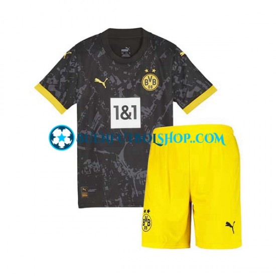 Camiseta de Fútbol Borussia Dortmund 2023-2024 Segunda Equipación Manga Corta Niño