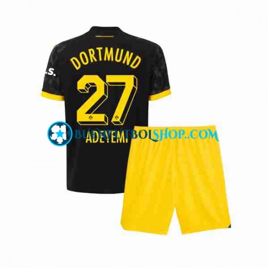 Camiseta de Fútbol Borussia Dortmund Karim Adeyemi 27 2023-2024 Segunda Equipación Manga Corta Niño