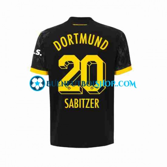 Camiseta de Fútbol Borussia Dortmund Marcel Sabitzer 20 2023-2024 Segunda Equipación Manga Corta Hombre