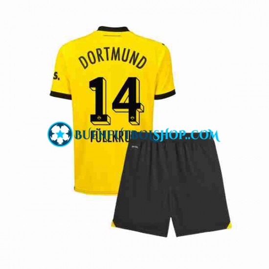 Camiseta de Fútbol Borussia Dortmund Niclas Fullkrug 14 2023-2024 Primera Equipación Manga Corta Niño