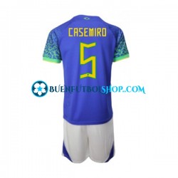 Camiseta de Fútbol Brasil Casemiro 5 World Cup 2022 Segunda Equipación Manga Corta Niño Camiseta de Fútbol Brasil Casemiro 5 World Cup 2022 Segunda Equipación Manga Corta Niño