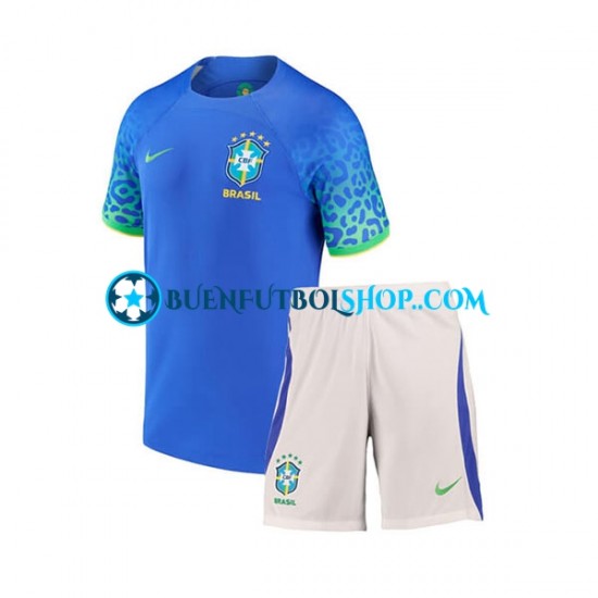 Camiseta de Fútbol Brasil World Cup 2022 Segunda Equipación Manga Corta Niño