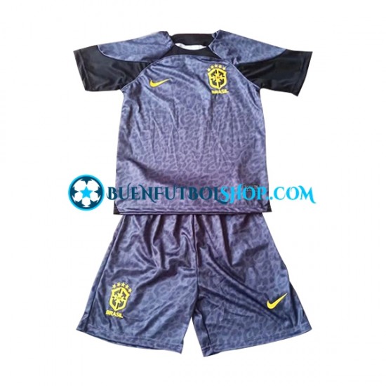 Camiseta de Fútbol Brasil Portero World Cup 2022 Primera Equipación Manga Corta Niño