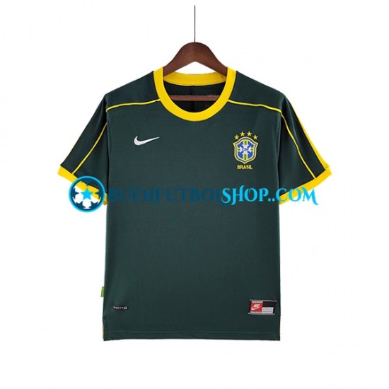 Camiseta de Fútbol Brasil Portero Retro 1998 Segunda Equipación Manga Corta Hombre