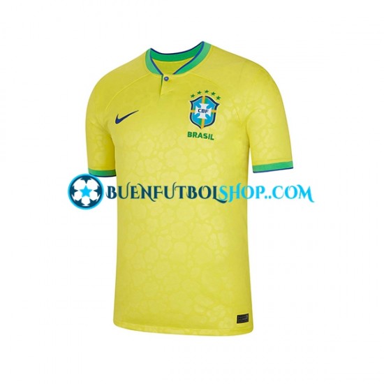 Camiseta de Fútbol Brasil World Cup 2022 Primera Equipación Manga Corta Hombre