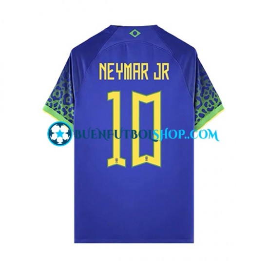 Camiseta de Fútbol Brasil Neymar JR 10 World Cup 2022 Segunda Equipación Manga Corta Hombre