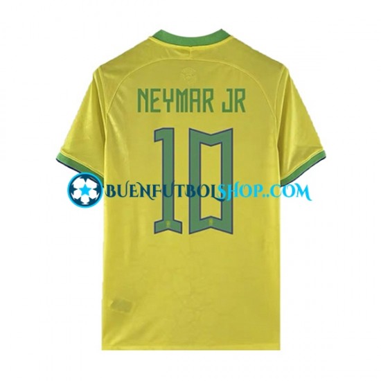 Camiseta de Fútbol Brasil Neymar JR 10 World Cup 2022 Primera Equipación Manga Corta Hombre