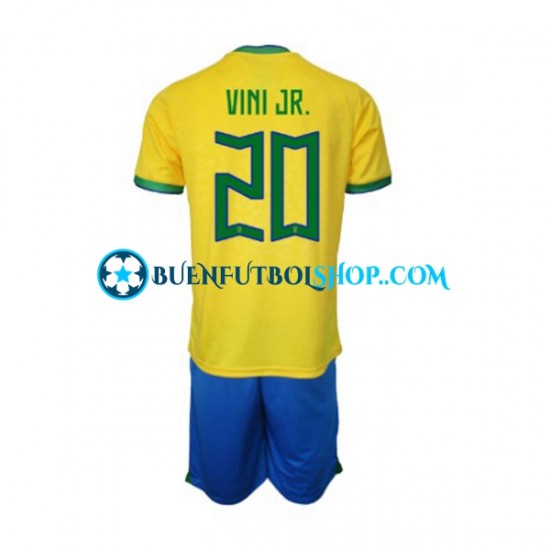 Camiseta de Fútbol Brasil Vinicius Junior 20 World Cup 2022 Primera Equipación Manga Corta Niño