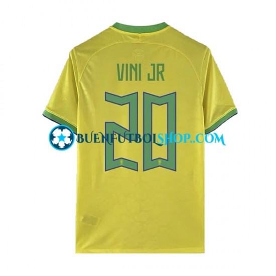 Camiseta de Fútbol Brasil Vinicius Junior 20 World Cup 2022 Primera Equipación Manga Corta Hombre