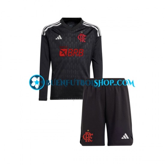 Camiseta de Fútbol CR Flamengo Portero 2023-2024 Segunda Equipación Manga Larga Niño