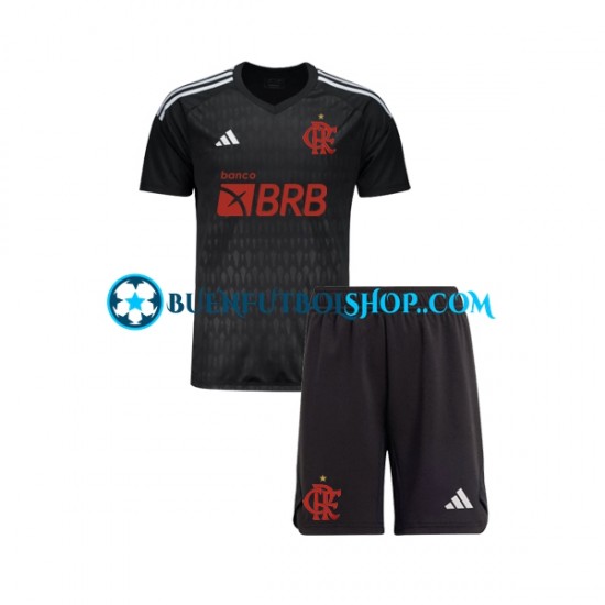 Camiseta de Fútbol CR Flamengo Portero 2023-2024 Segunda Equipación Manga Corta Niño