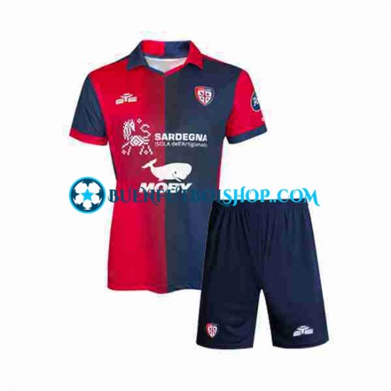 Camiseta de Fútbol Cagliari 2023-2024 Primera Equipación Manga Corta Niño