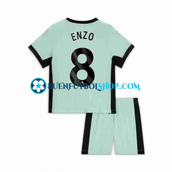 Camiseta de Fútbol Chelsea Enzo Fernandez 8 2023-2024 Tercera Equipación Manga Corta Niño