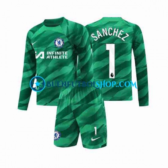 Camiseta de Fútbol Chelsea Portero Robert Sanchez 1 2023-2024 Tercera Equipación Manga Larga Niño