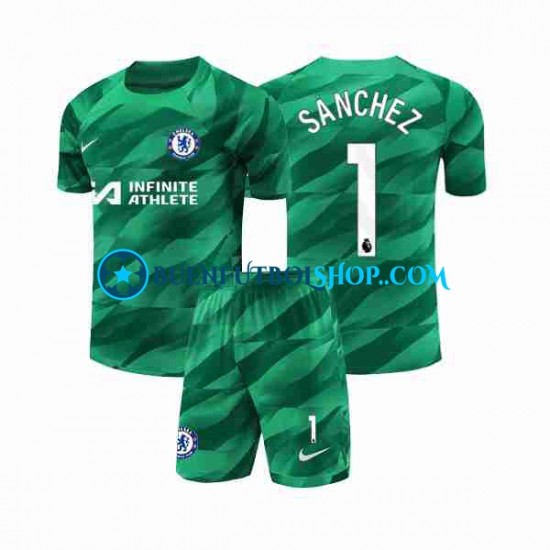 Camiseta de Fútbol Chelsea Portero Robert Sanchez 1 2023-2024 Tercera Equipación Manga Corta Niño