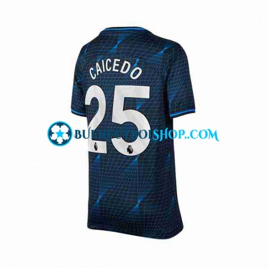 Camiseta de Fútbol Chelsea Moises Caicedo 25 2023-2024 Segunda Equipación Manga Corta Hombre