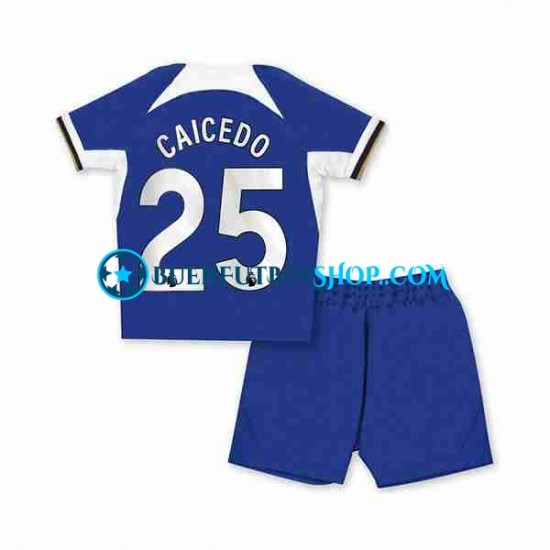 Camiseta de Fútbol Chelsea Moises Caicedo 25 2023-2024 Primera Equipación Manga Corta Niño