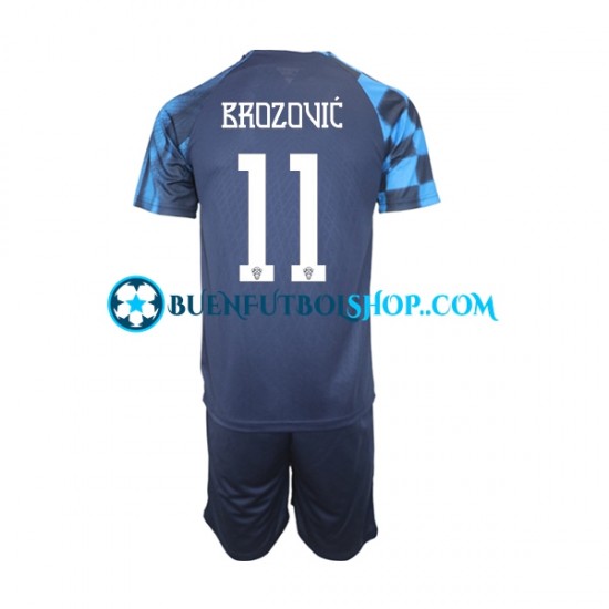 Camiseta de Fútbol Croacia Brozovic 11 World Cup 2022 Segunda Equipación Manga Corta Niño