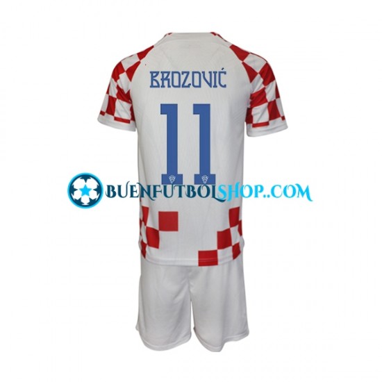 Camiseta de Fútbol Croacia Brozovic 11 World Cup 2022 Primera Equipación Manga Corta Niño