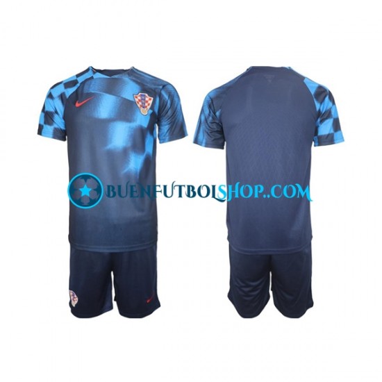 Camiseta de Fútbol Croacia World Cup 2022 Segunda Equipación Manga Corta Niño